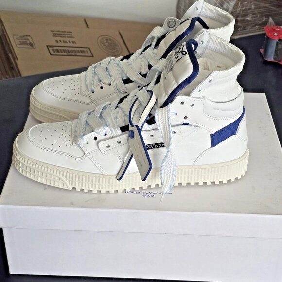 $850 MSRP-~Brand New Off-White White leather high top 3.0 Off Court Size 44